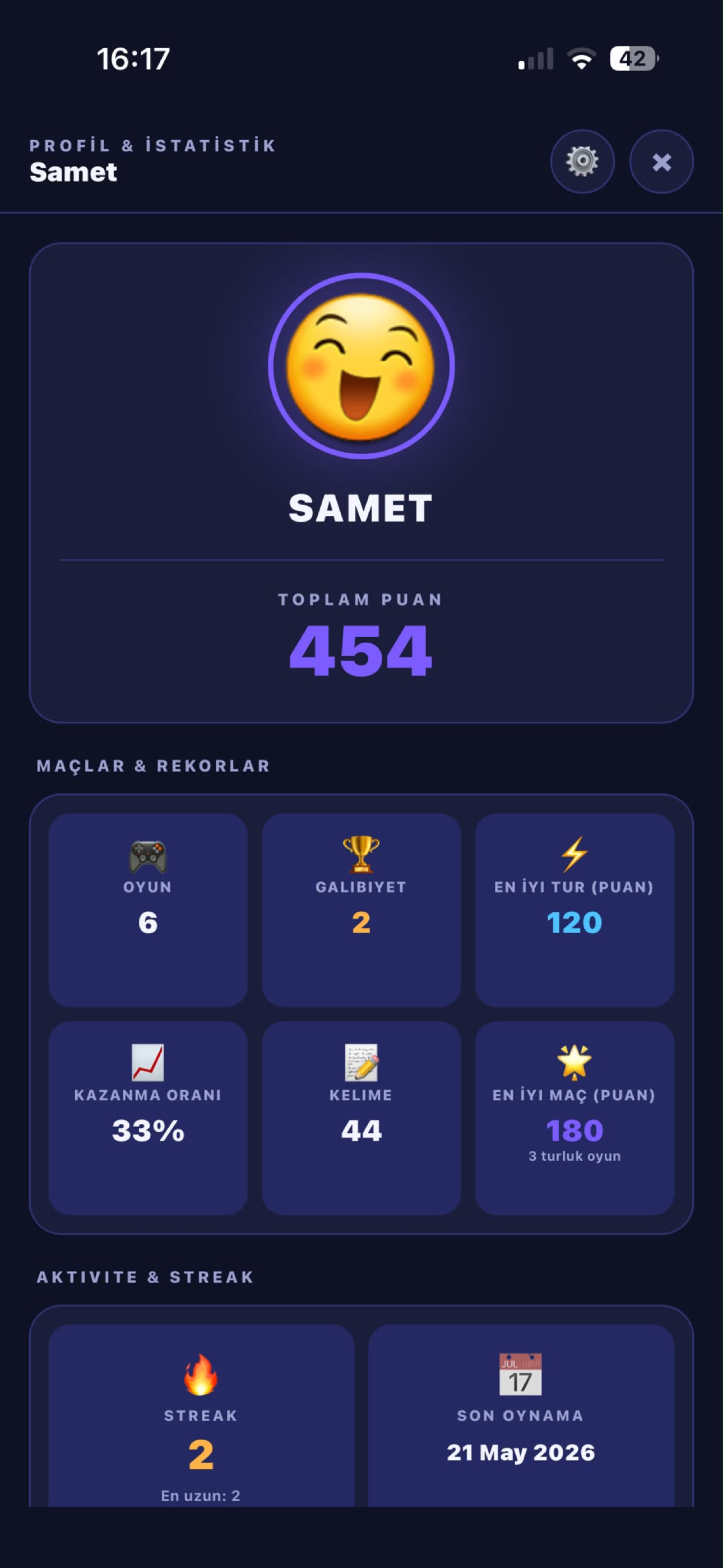Profil · istatistik defterin